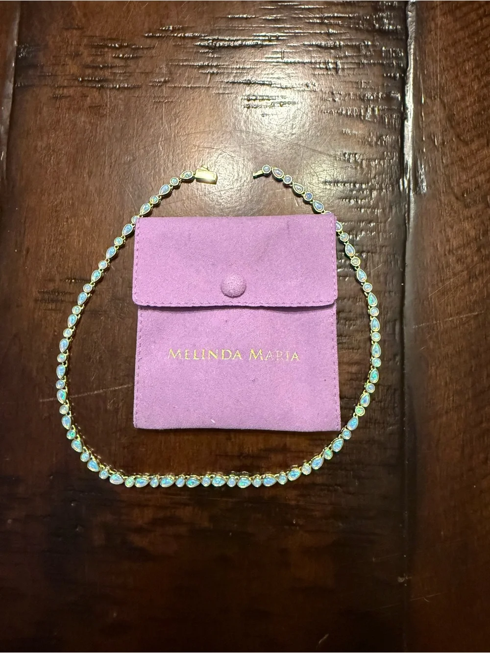 Melinda Maria Gold Necklace with Blue Opal Accents - Picture 2 of 2